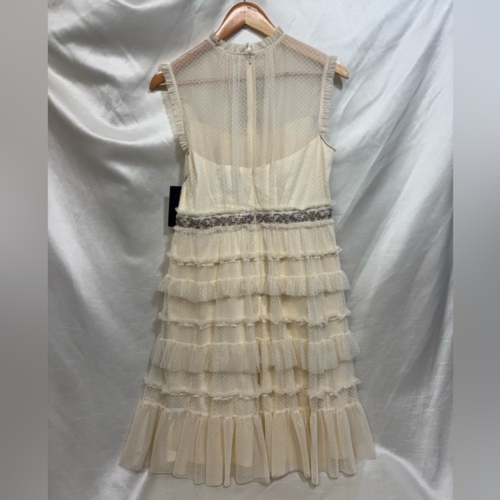 Needle & Thread Cream Ruffle Dress with Bow Accent - Picture 3 of 3